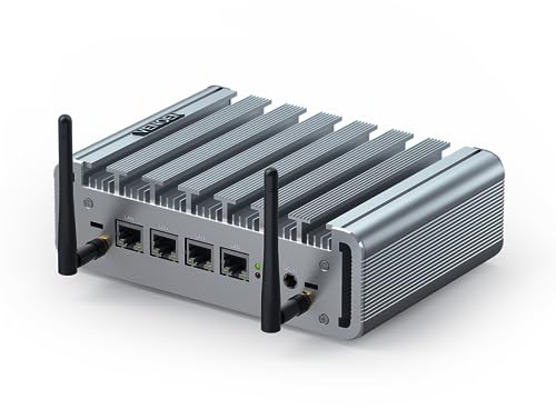 VENOEN Firewall Micro Appliance 2.5gbe Firewall mini PC Celeron J4125, 4x2.5GbE I225-V LAN Firewall Router PC, 8GB RAM 256GB SSD Fanless PC, AES-NI, HD, VGA, 2xUSB 3.0, SIM Slot, VPN Server