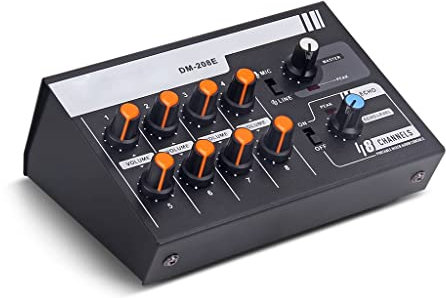 HMTE Mini Audio Mixer Portable Switchable Stereo 4 & Mono 8 Channels Microphone Dj Controller