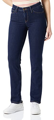 Lee Marion raka jeans för kvinnor, Solid blå, 29W / 31L
