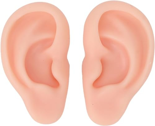Jonlaki Silikon-Ohr, Simulations-Ohr-Modell,Ohrring-Ausstellungsmodell,Weiches Gefälschtes Silikon-Ohr-Modell für Ohrringe,Schmuck-Display,Piercing-Praxis für Anfänger (Helle Hautfarbe)