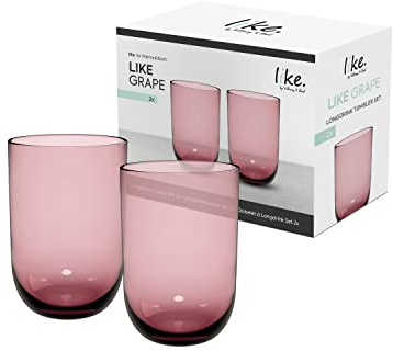 like. by Villeroy & Boch – Like Grape Verre À Long Drink, Ensemble De 2 Pièces, Verre Coloré Raisin, Contenance 385 Ml