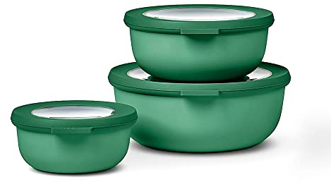 Mepal - Multischale Cirqula Round Set 3-teilig - Vorratsdosen mit Deckel - Geignet als Aufbewahrungsbox, Kuhlschrank, Gefrierschrank & Mikrowellengeschirr - 350 ml, 750 ml & 1250 ml - Vivid Green