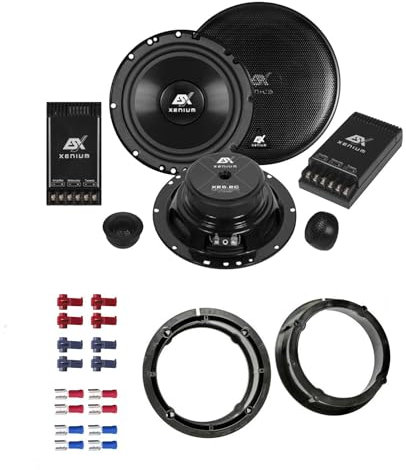 ESX XE 6.2C Lautsprecher mit Einbauset passend für VW Volkswagen Bora 1998-2005 Türen vorne 400 Watt 165mm 2 Wege Kompo