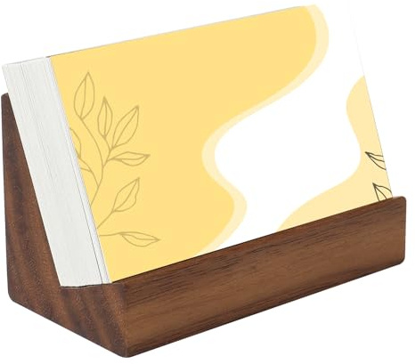 SBYURE Wood Business Cards Holder for Desk Brown Wood Name Card Holder Desktop Business Card Display Holders for Office,Home