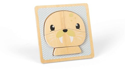 Bigjigs Toys Seal Chunky Puzzle - 4 Piece Wooden Animal Jigsaw with Tray, Fun Educational Shape Puzzles, Baby & Toddler Montessori Toy, Sustainably Made Gifts For 10 Month Old +