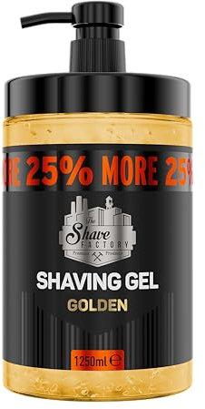 The Shave Factory Gel Da Barba Dorato (1250 Ml) - Rasatura Liscia E Confortevole, Riduce Le Irritazioni, Formato Professionale Per Barbieri E Uso Domestico, Adatto a Tutti I Tipi Di Pelle