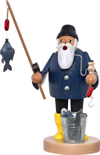 KWO Räuchermann Angler - 21138 - Höhe: 23 cm - Handarbeit aus dem Erzgebirge