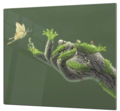 Planche de cuisine en VERRE trempé – Planche à découper en verre – Couvre-plaques de cuisson – UNE PIÈCE (60x52 cm) ou DEUX PIÈCES (30x52 cm chacune); D41 Série de Concepts Abstraits 1