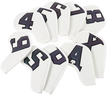 BIUDECO 10pcs Golf Iron Head Covers Tape Golf Club Covers Pu Material Iron for Sports Protection