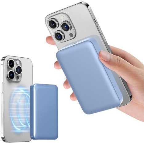 Wireless Power Bank for iPhone, Fast Charging 10000mAh Strong Magnetic Portable Phone Charger, [Alloy Made] 22.5W PD USB-C Battery Pack for iPhone 16/15/14/13/12 (Blue)