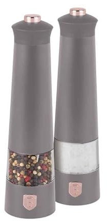 Berlinger Haus Lot de 2 moulins à sel et à poivre électriques Taupe Collection | Élégant, précis et polyvalent