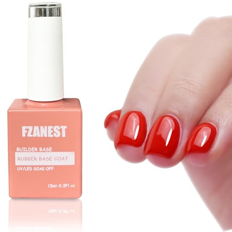 FZANEST Rubber Base Gel For Nails Set,15ml*2pcs 5 in 1 Nail Builder Strengthener Extension Gel Nail Polish Jelly Natural Nude Pink Colors