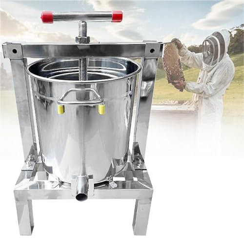 Honigpresse, Manueller Honigpresser Aus Edelstahl Für Den Haushalt, 10L Edelstahl-Weinfruchtpresse Mit T-Förmigem Griff, Bienenbedarf für Honig, Wein, Fruchtwachs