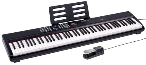 auvisio Synthesizer: E-Piano mit 88 Hammermechanik-Tasten, MIDI, Bluetooth & Fußpedal (MIDI Keyboard, Musiknstrumente, Kopfhörer)