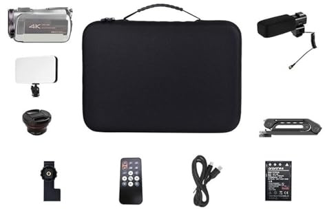 BAFEIYA Registratore per videocamera Vlogging con videocam Videocamera 4K for Blogger che filma Videocamera domestica professionale con zoom digitale 64X for visione notturna(Top Kit)