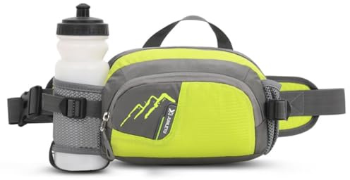 ROSSRORE Bumbags Water Bottle Holder for Cycling Travel Hiking | Anti-bounce Bottle Holder,Breathable Mesh Back,Water-resistant Nylon,SBS Zippers, Reflective Strips Yellow