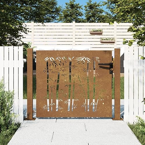 Fasba Gartentor 105x105 cm Cortenstahl Bambus-Design, Zauntor, Outdoor Tor, Eisentor, Sicherheitstor, Einfahrtstor