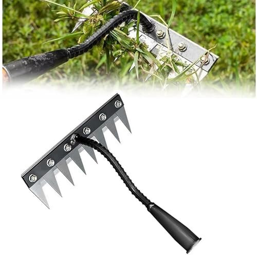Herramienta de desbrozador manual de jardinería, herramienta de extracción de garras manual de malezas, rastrillo de acero de manganeso, extractor de tierra, herramienta portátil de eliminación de