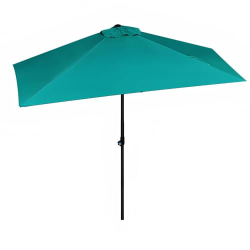 GUOGLZ Sonnenschirm Halbrund Ø 2,70 M Wandschirm Balkon-Schirm Mit Kurbel Onnenschutz Gartenschirm-Ohne Sockel(Dark green)