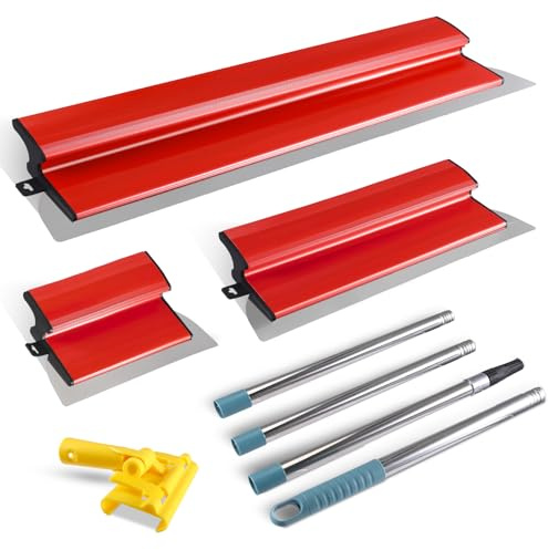 Drywall Skimming Blade Set,Skimming Blade with Extension Handle(250mm+400mm+600mm),Adjustable Angle Holder + Adjustable Length Extension Rod for Smoothing Walls and Ceilings