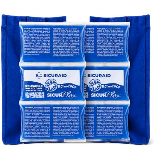 SicurAID Ghiaccio Gel Riutilizzabile Caldo Freddo 2 Pezzi Flex + 2 Sacche | Borsa del ghiaccio per ginocchio, caviglia e gomito, utile per applicazioni simultanee o di ricambio, Made in Italy