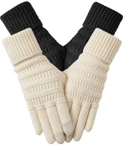 Passionbility Winter Gloves for Women-Touch Screen double-layer Knit Texting Warm Gloves for Cold weather