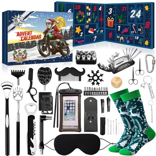 iZoeL Calendario Avvento Uomo Calendario Avvento Adulti Idee Regalo Natale 2025, Regali Natale per Padre Fratello Nonno Zio Fidanzato