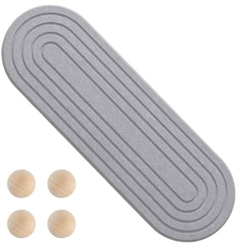 MiOYOOW Bandeja de baño, Bandeja de Tierra de diatomeas de Secado rápido, Bandeja de tocador, portaesponjas con 4 Almohadillas de Madera para baño y Cocina