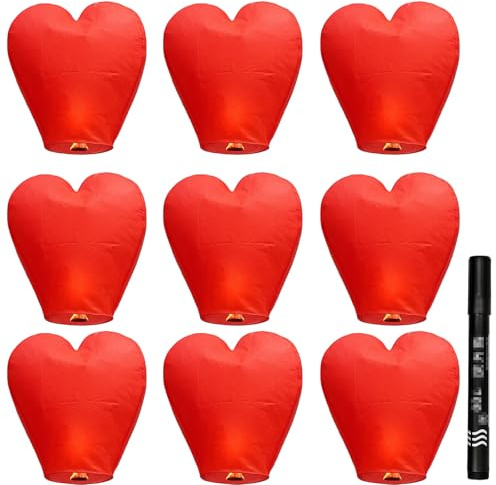 Chinese Lanterns, 6 Pack Memorial Sky Lanterns with Marker, Large 80cm Red Paper Lanterns for Outdoor Events, Holiday Celebrations and Personal Milestones (Red) ﻿