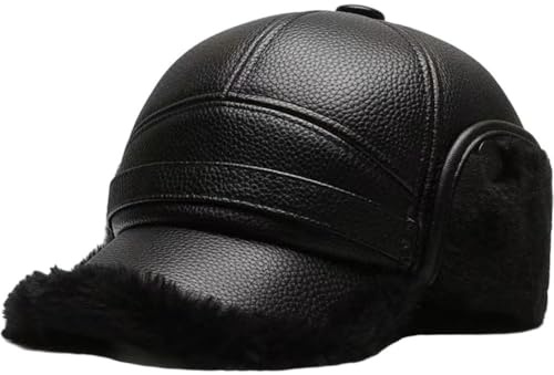 Wudaizhi Casquette de Baseball Thermique en Cuir synthétique pour Homme, avec Protection auditive et Cache-Oreilles, idéale pour l'hiver, idéale pour Les Grands-pères et Les Seniors.
