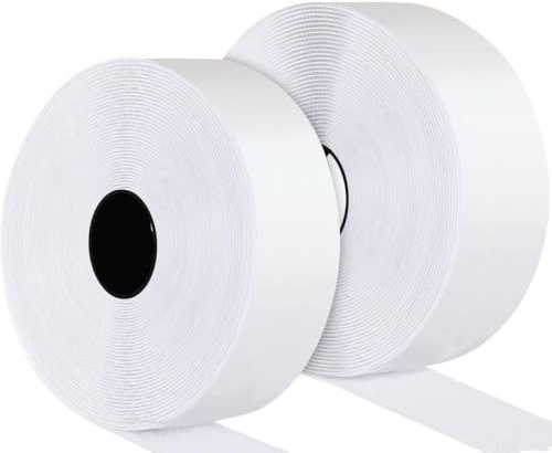 Selbstklebendes Klettband Weiß 5m x 50mm, Extra Stark Doppelseitig, Flauschband und Hakenband, Ideal zur Befestigung von Fliegengitter, Teppich, Wandteppich, Vielseitig und Langlebig