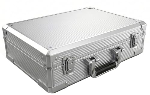 HEITOK 1000 Capacity Aluminum Poker Chip Case Only – Empty Storage Box Holder with Lock & Handle, Portable Casino Carrying Case for Home Game Night, Tournament, Travel – Accessories NOT Included