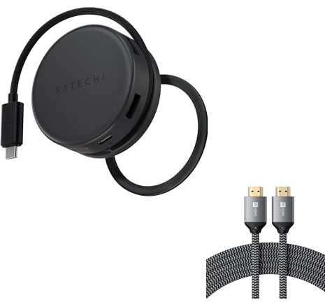 𝗦𝗔𝗧𝗘𝗖𝗛𝗜 𝗕𝘂𝗻𝗱𝗹𝗲 Hub USB C Magnetico 7 en 1 con Ethernet HDMI 4K y Cable HDMI 8K 2.1