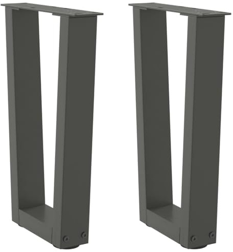 mzdioop Couchtischbeine V-Form 2 Stück Anthrazit pulverbeschichteter Stahl 38 x 42-43,3 cm mit verstellbaren Kunststoffnivellierern für Wohnzimmer, DIY Möbel, stabile Tischgestelle und Schränke
