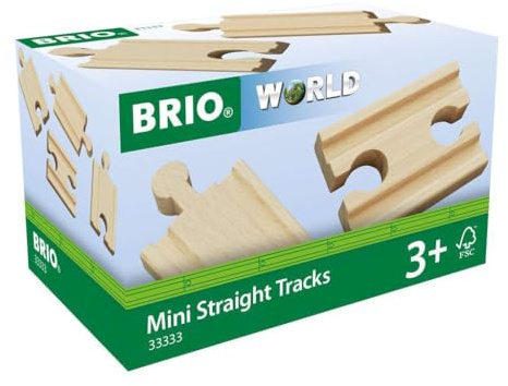 BRIO World 1/4 Gerade Gleise- 4 Teile - Spielzeug ab 3 Jahre | Schienenset, BRIO Holzeisenbahn-Zubehör, Kleinkindspielzeug, Geschenk für Jungen und Mädchen