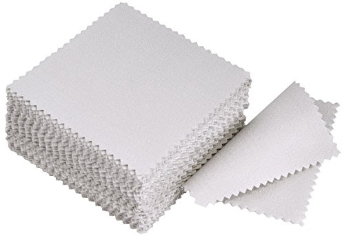 Tissu de Nettoyage de Bijoux Chiffon à Polir pour Argent Sterling Gold Platinum, 50 Pièces