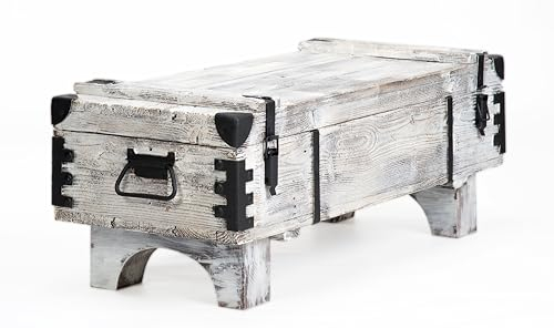 Alte Truhe Kiste Tisch Shabby Chic Holz Beistelltisch Holztruhe Couchtisch 39 cm Höhe / 41 cm Tiefe / 97 cm Breite