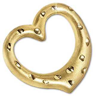 CLEVER SCHMUCK Herzkette Anhänger Damen Gold offenes Goldherz 12 mm seidenmatt diamantiert 8 Karat im etui creme