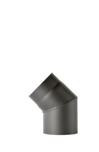 FIREFIX R150/B4O Ugnsrörsbåge av 2 mm tjockt stål (rökrör) i 150 mm diameter, för eldstäder och eldplatser, senotterm, svart, 45 grader, utan rengöringsdörr