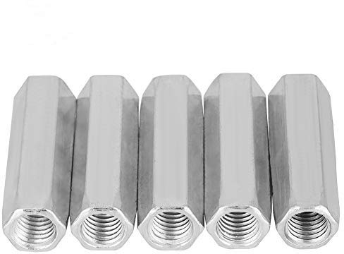 5pcs Coupling Nuts Hex Long Rod Sleeve Nut Carbon Steel Standoff M10 Threaded Fasteners(M10*50) Nut