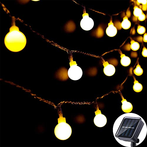 Solar String Lights Outdoor 60 LED, 8M/26Ft Solar Fairy Lights, 8 Modes Waterproof Solar Powered Globe Lights, Garden Lighting for Home, Yard, Party, Festival, Christmas, Decoration (Warm White)