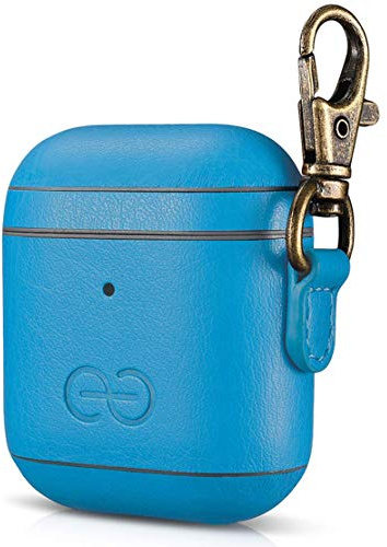 Dreem Om AirPods 1 & 2 Vegane Ledertasche mit Clip - Kompatibel mit Apple Bluetooth Wireless Earbuds für iPhone - Himmelblau