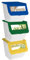 TIENDA EURASIA | Cubos de Basura de Reciclaje con Tapa | Pack 3 Contenedores Apilables de Cocina con Ruedas | Capacidad 36 L | 39 x 39 x 36 cm | Ideal para Organizar Residuos (Blanco)