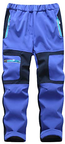 Natashas Jungen Mädchen Softshellhose mit Fleecefütterung Hose Wasserabweisend Winddicht Atmungsaktiv Warm Funktionshose Skihose Regenhose Kinder Sporthose Wanderhose (Blau, 122/128)