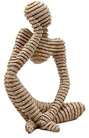 Beruyu Creative Sandstone Carving Abstract Figures Decorative Ornaments, Resin Thinker Sculpture Crafts, Home Living Room Bedroom Office Decoration (Right hand)