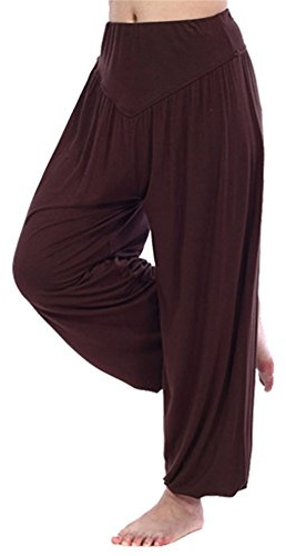 Pantaloni Larghi Donna Harem Baggy Hip Hop Lunghi Pantaloni Estivi Ragazza alla Moda Pantaloncini Yoga Jogging Sportivi (XXXL, Marrone)