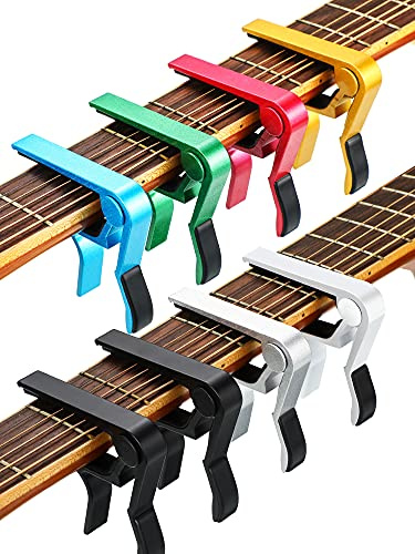 Yeshone 8 Pcs Guitar Clamp Capo Aluminum Metal Universal Electric Capo Clamp for Various Types Lightweight String Instrument Christmas Gifts for Guitar Enthusiasts Stocking Stuffing(Multicolor)