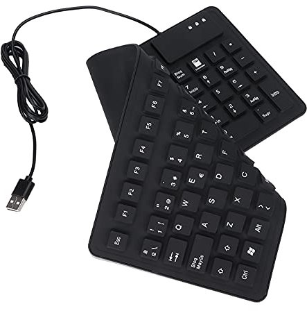Teclados Plegables, Teclado de Máquina de Escribir Plegable Portátil con Cable USB Español de 105 Teclas Teclado de Silicona Ultra Delgado Plegable Silencioso Impermeable Y a Prueba de Polvo, para PC