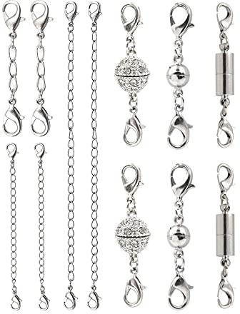 12 Piezas Extensor de Pulsera de Collar, Cadenas de Extensión de Plata,Conjunto Extensor de Cadena, cadenas para bisuteria,Cadena de Extensión de Pulsera, para Collar, Pulsera, Joyería