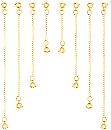 KINBOM 8pcs Necklace Extension Chain, 4 Size Jewelry Extenders Necklace Chain Extender Extension Chain for Jewelry Making Necklace Bracelet Anklet (Gold)